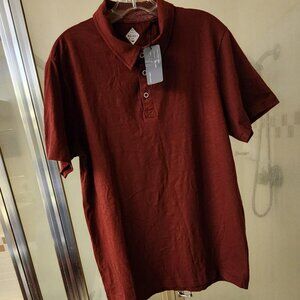 REEVES Men Golf Polo Cotton Blend Shirt Burgundy Color Size L-NWT